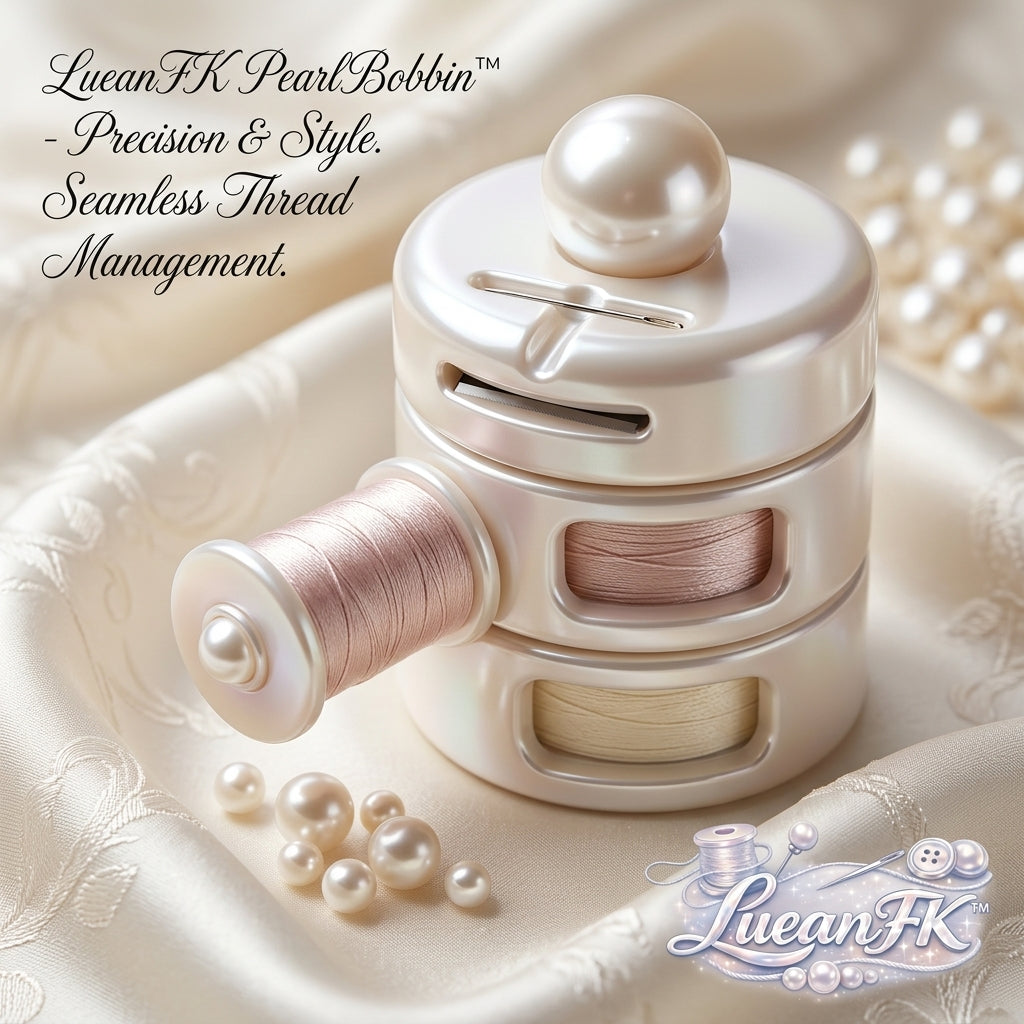 JaeYacn™ Pearl Bobbin Holder & Thread Organizer | Stackable Sewing Spool Dispenser with Built-in Cutter & Needle Dock | Elegant Mother-of-Pearl Aesthetic Sewing Notions Gift for Quilters, Embroidery & Crafting