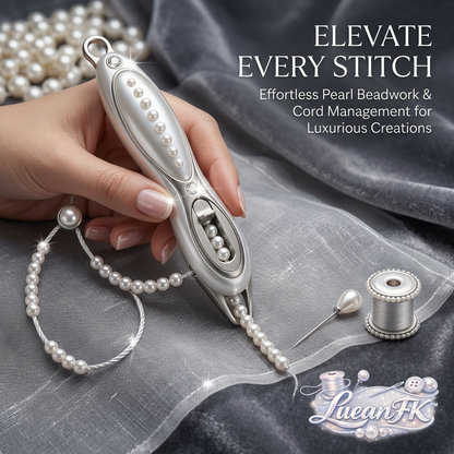 JaeYacn™ Handheld Pearl Beading Tool - Effortless Pearl Applicator & Cord Management Device for Couture Bridal Wear, Fashion Design, and Luxury DIY Crafting Embellishments