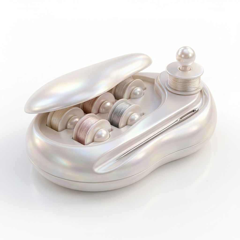 JaeYacn™ Pearlescent Magnetic Needle Case and Bobbin Holder, 2-in-1 Sewing Needle Minder & Spool Winding Station, Portable Sewing Organizer Box for Quilting, Crafting & Embroidery, Luminous Sewing Gift for Women