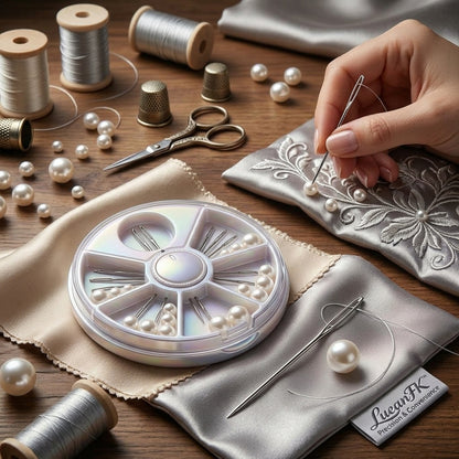JaeYacn™ Premium Pearl Sewing & Beading Kit | Self-Threading Multi-Eye Needles with Rotary Organizer Case, Assorted Lustrous Craft Pearls & Easy-Thread Needle Set for Embroidery, Garment DIY & Jewelry Making
