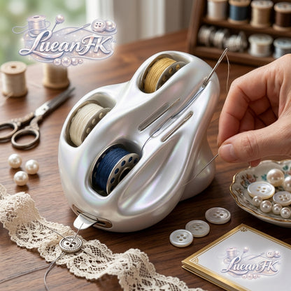 JaeYacn™ Pearlescent Sewing Organizer Pod - Magnetic Needle Minder & Bobbin Holder | Ergonomic 3-Thread Dispenser & Needle Dock | Compact Sewing Station for Quilting, Embroidery, and Hand Stitching