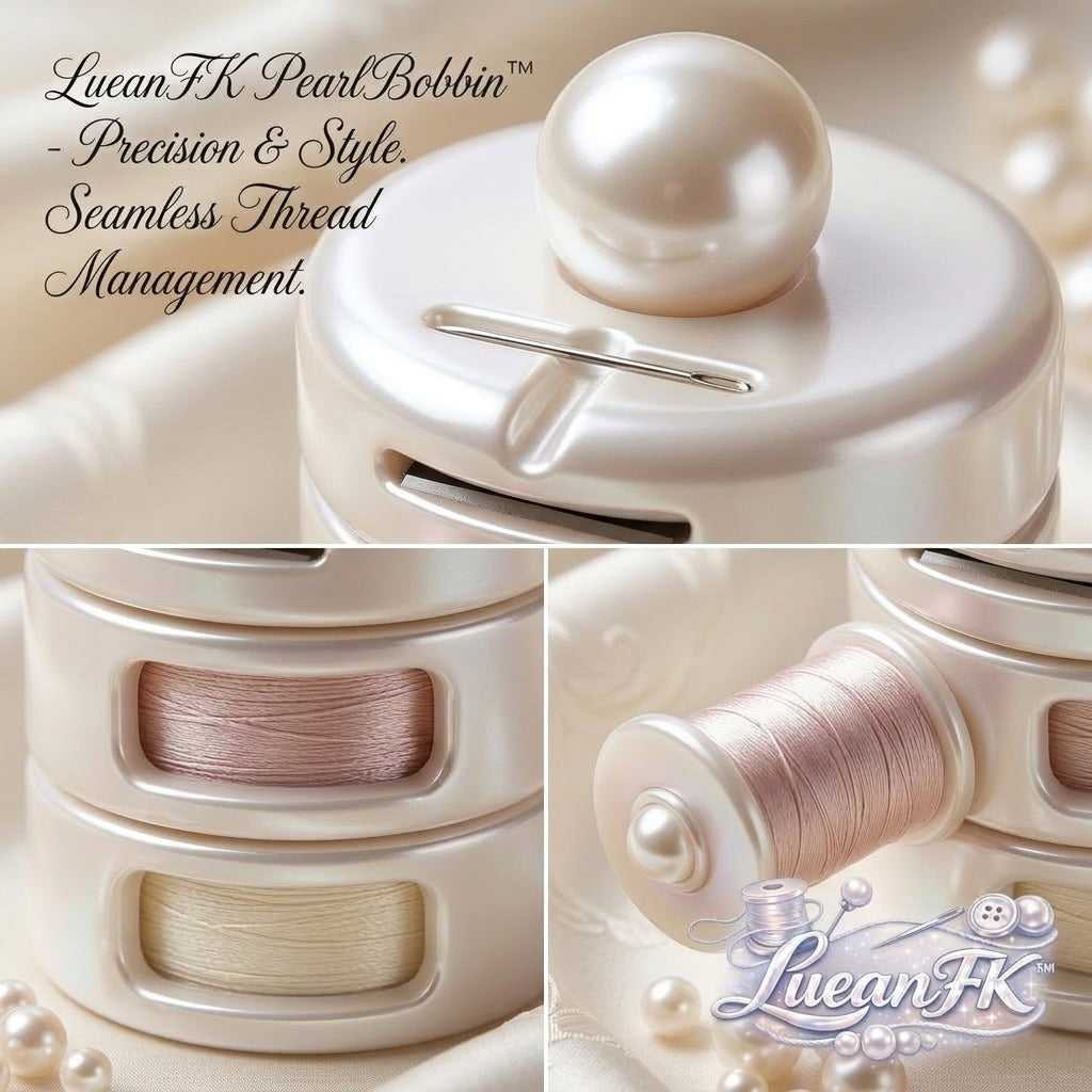JaeYacn™ Pearl Bobbin Holder & Thread Organizer | Stackable Sewing Spool Dispenser with Built-in Cutter & Needle Dock | Elegant Mother-of-Pearl Aesthetic Sewing Notions Gift for Quilters, Embroidery & Crafting